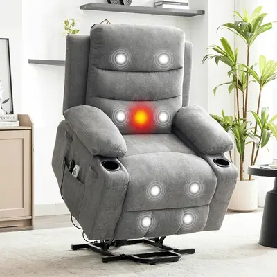 Garvee Power Lift Recliner Chair for Elderly, Oversized Electric Lift Chair with Heat and Massage, Corduroy Adjustable Reclin...