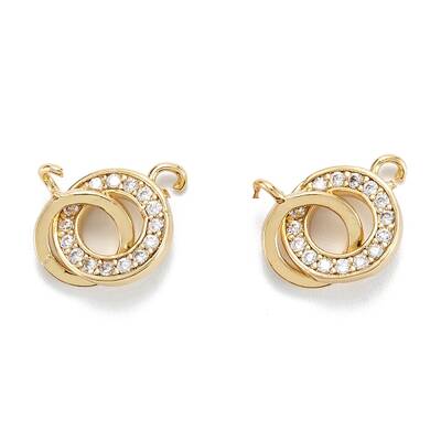 Brass Micro Pave Clear Cubic Zirconia Links Connectors