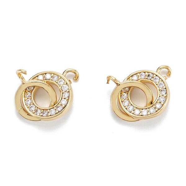 Brass Micro Pave Clear Cubic Zirconia Links Connectors