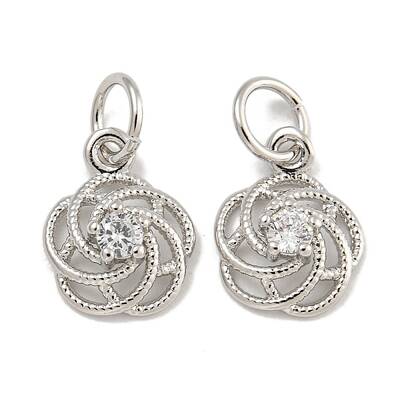 Rack Plating Brass Micro Pave Clear Cubic Zirconia Charms