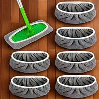 Reusable Mop Replacement Pad, 4 Counts/set Grey Washable Mop Cloth, Dry & Wet Use Mop Replacement Pad, Home Care Supplies