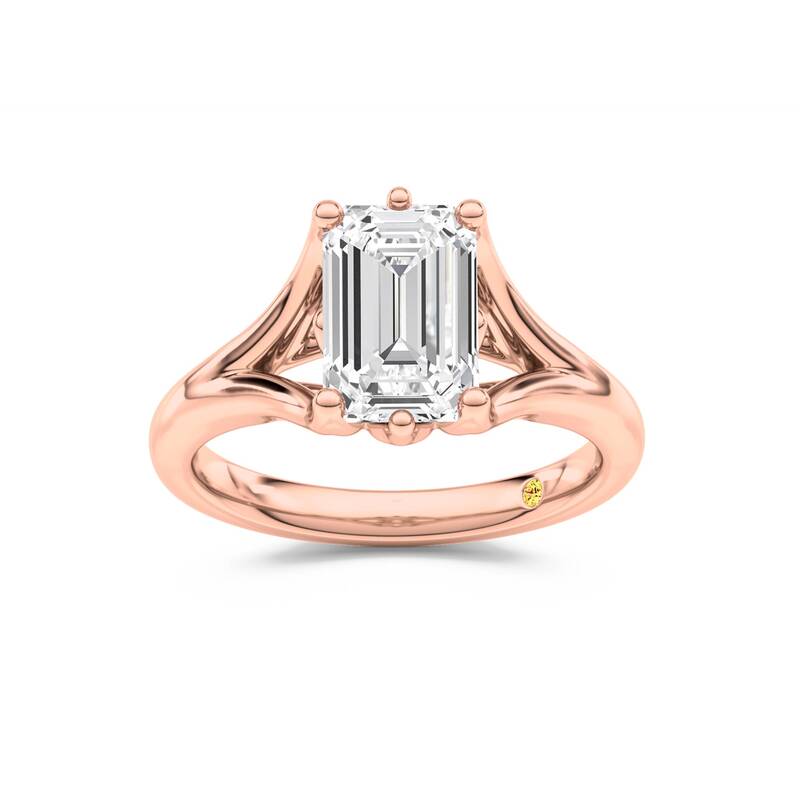 Rosie Emerald Cut Lab Grown Diamond Engagement Ring | 10K Rose Gold 3 1/2 CT. TW.