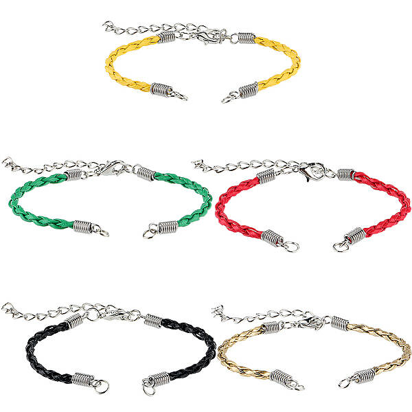 30Pcs Braided PU Leather Cord Bracelet Making