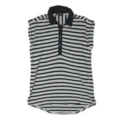 DKNY Polo Shirt Grey Striped Sleeveless Womens M