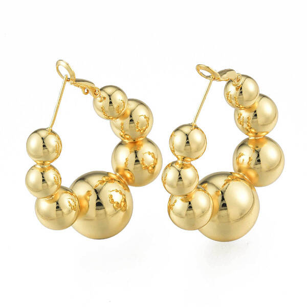 Brass Round Ball Wrap Hoop Earrings for Women