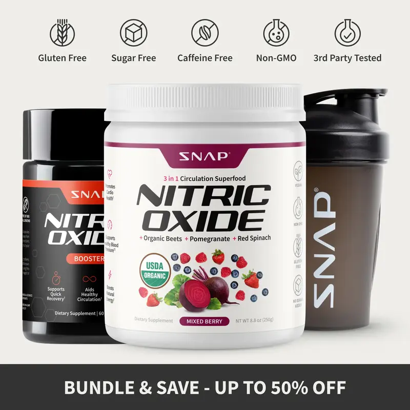 Snap Supplements - Berry Flavor Nitric Oxide Beets + Nitric Oxide Booster 60ct With FREE Shaker (14oz) - Natural Supplement B...