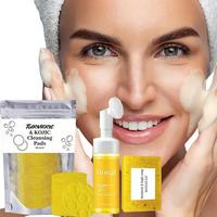 Turmeric Cleansing Pad & Cleanser & Facial Soap, 3 Counts/set Exfoliating Cleansing Facial Skincare Kit, Facial Skin Care Pro...