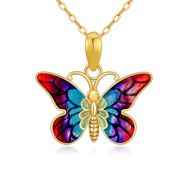 14K Gold Butterfly Pendant Necklace