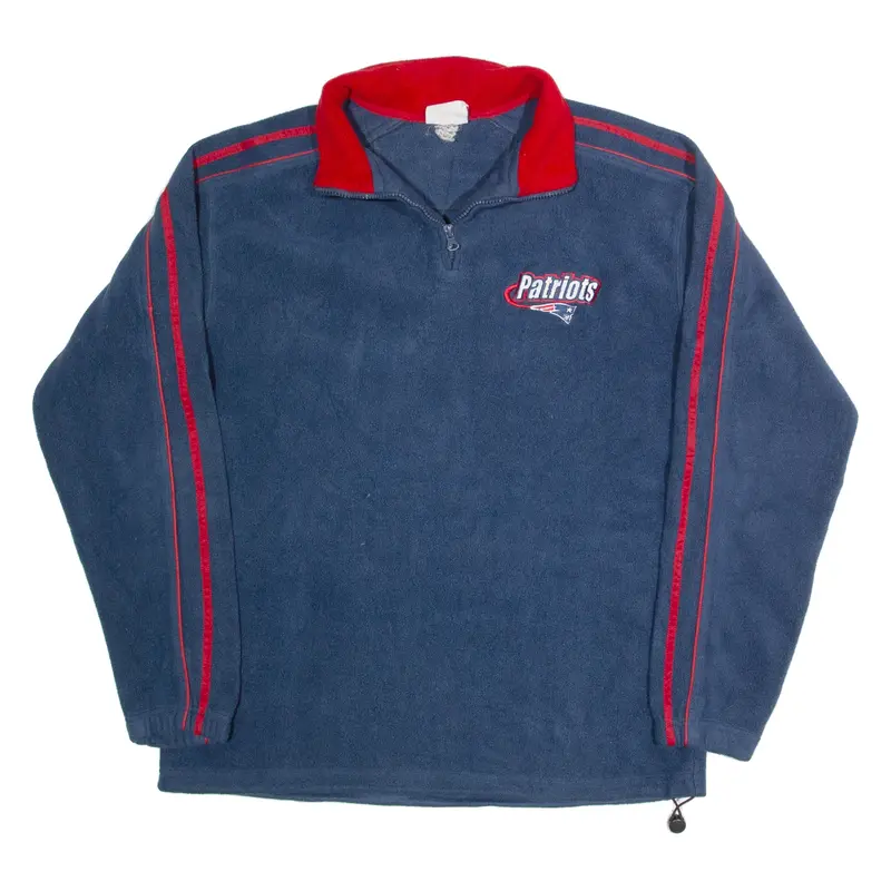 NFL New England Patriots USA Mens Fleece Blue 1/4 Zip 90s M