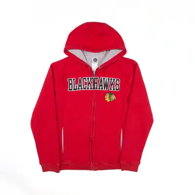NHL Chicago Blackhawks Hockey Hoodie Red Full Zip USA Mens S
