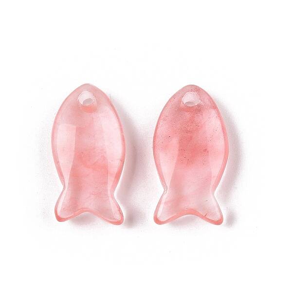 Cherry Quartz Glass Pendants