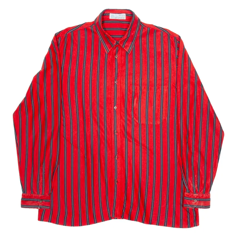HESION Mens Shirt Red Striped Long Sleeve L