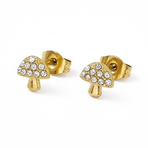 Crystal Rhinestone Mushroom Stud Earrings