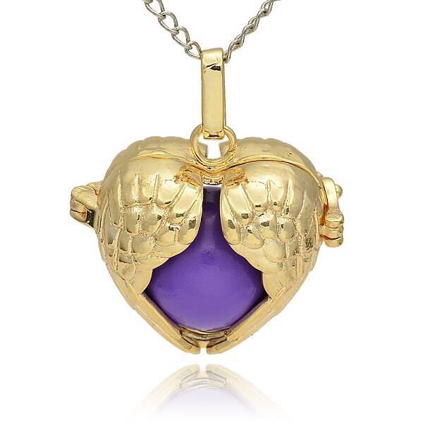 Golden Tone Brass Hollow Heart Cage Pendants