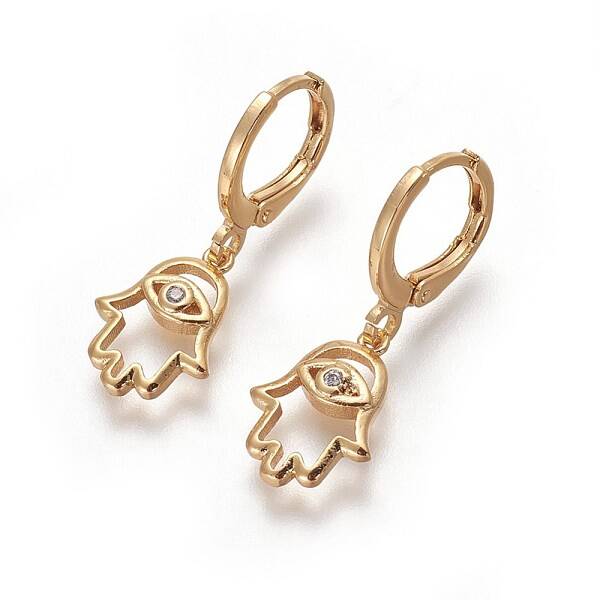 Brass Dangle Hoop Earrings