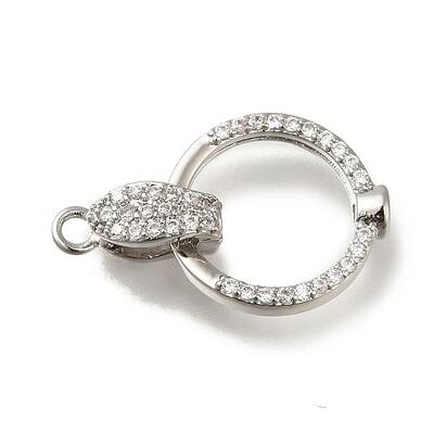 Brass Micro Pave Clear Cubic Zirconia Fold Over Clasps
