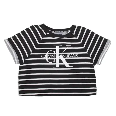 CALVIN KLEIN Striped Sweatshirt Black Womens XL