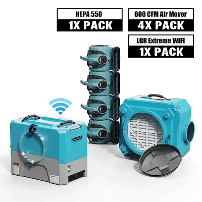 Alorair Water Damage Restoration Package with 1 x Commercial Dehumidifier,4/8 x Air Movers and 1x Air Scrubber - 4 packs / Ye...