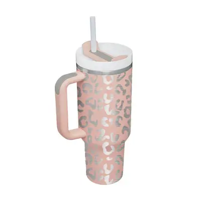 40 Oz Tumbler With Handle Straw Insulated, Stainless Steel Spill Proof Vacuum Coffee Cup Tumbler With Lid Tapered Mug Gifts F...
