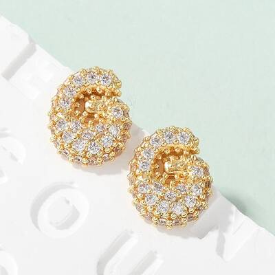 Brass Micro Pave Cubic Zirconia Stud Earrings