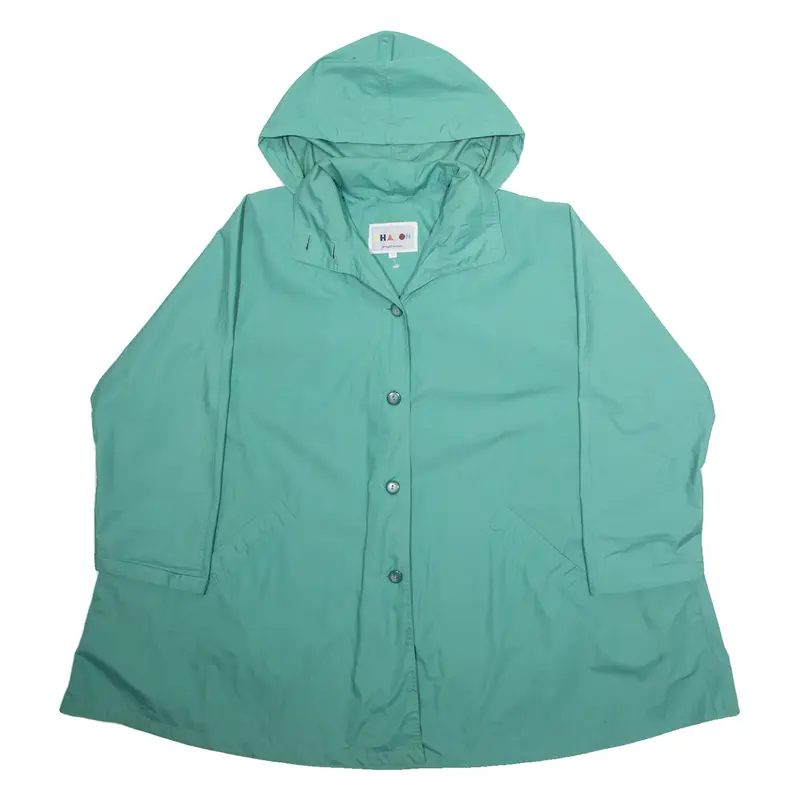 CHARON Womens Overcoat Jacket Blue Hooded L