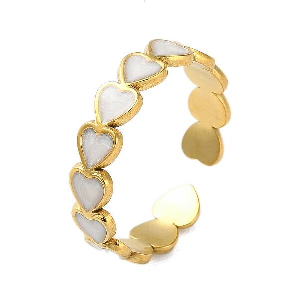Real 18K Gold Plated 304 Stainless Steel Enamel Cuff Rings