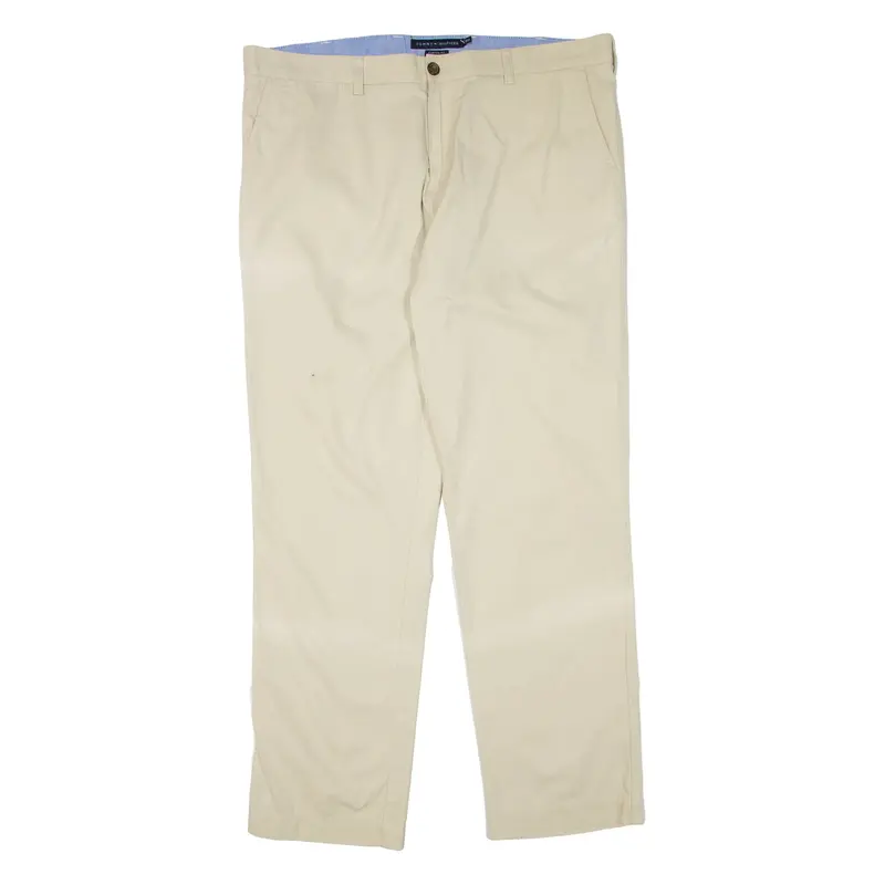 TOMMY HILFIGER Custom Fit Mens Trousers Beige Regular Straight W38 L32
