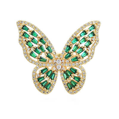Cubic Zirconia Butterfly Open Cuff Rings