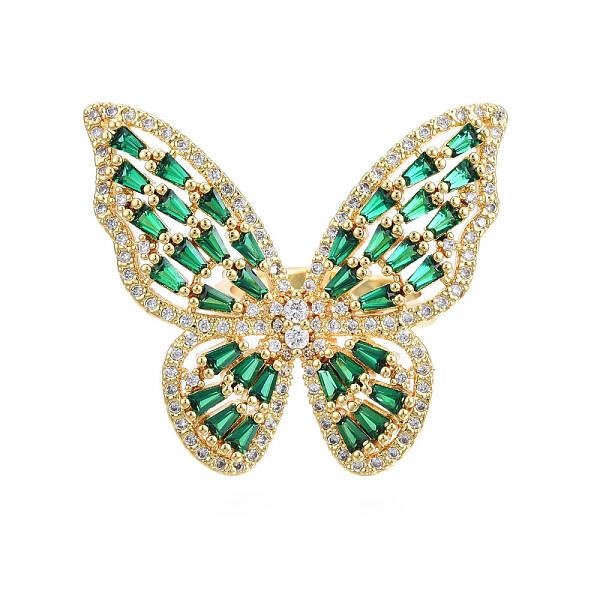 Cubic Zirconia Butterfly Open Cuff Rings