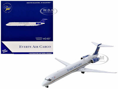 McDonnell Douglas MD-83 Commercial Aircraft Everts Air Cargo (N965CE) White with Blue Tail 1/400 Diecast Model Airplane by Ge...