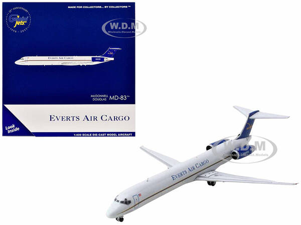McDonnell Douglas MD-83 Commercial Aircraft Everts Air Cargo (N965CE) White with Blue Tail 1/400 Diecast Model Airplane by Ge...
