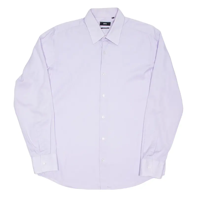 BOSS Mens Plain Shirt Purple Long Sleeve XL