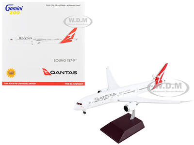 Boeing 787-9 Commercial Aircraft with Flaps Down Qantas Airways - Spirit of Australia White with Red Tail Gemini 200 Series 1...