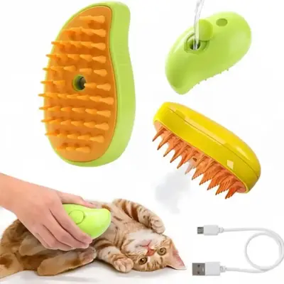 3 in 1 Pet Steam Brush, Pet Hair Removal Brush, Pet Grooming Tool for Dog & Cat, Cat Hair Brush for Removing Tangles and Loos...