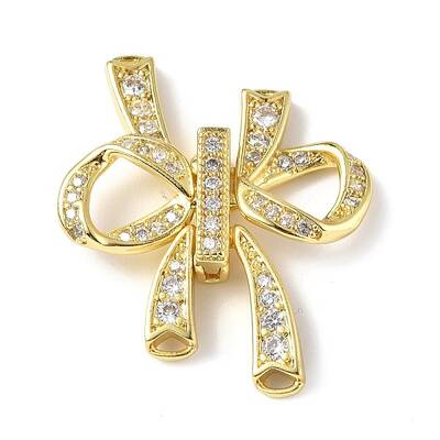 Rack Plating Brass Micro Pave Clear Cubic Zirconia Fold Over Clasps