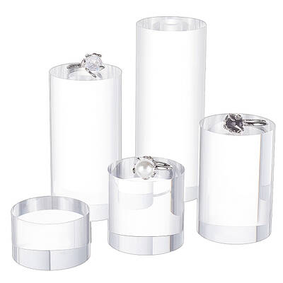 5Pcs 5 Styles Column Transparent Acrylic Jewelry Display Pedestals