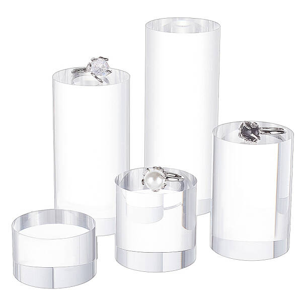 5Pcs 5 Styles Column Transparent Acrylic Jewelry Display Pedestals
