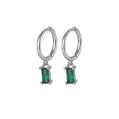 Anti-Tarnish Platinum Rhodium Plated 925 Sterling Silver Dangle Hoop Earrings for Women