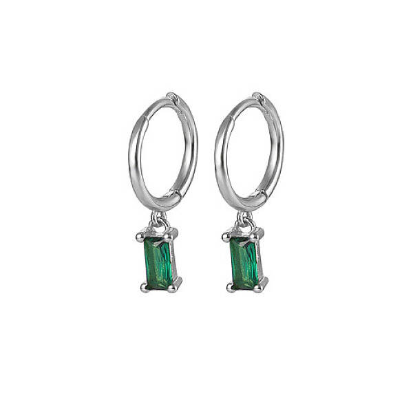 Anti-Tarnish Platinum Rhodium Plated 925 Sterling Silver Dangle Hoop Earrings for Women
