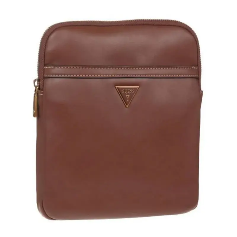 Guess, Scala, synthetic leather, fabric bag, brown, HMSCALP2223BRO, for men, 20 x 22.5 x 2.5 cm