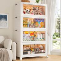 RaybeeFurniture 1-5 Tier Storage Bins With Lid, Stackable, Collapsible, Large Plastic Bins With Wheels for Closet, Bedroom, O...