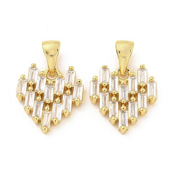 Brass Micro Pave Clear Cubic Zirconia Pendants