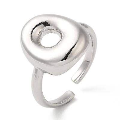 Initials Brass Open Cuff Ring for Women