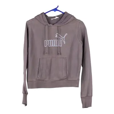Puma Spellout Hoodie - Small Grey Cotton Blend