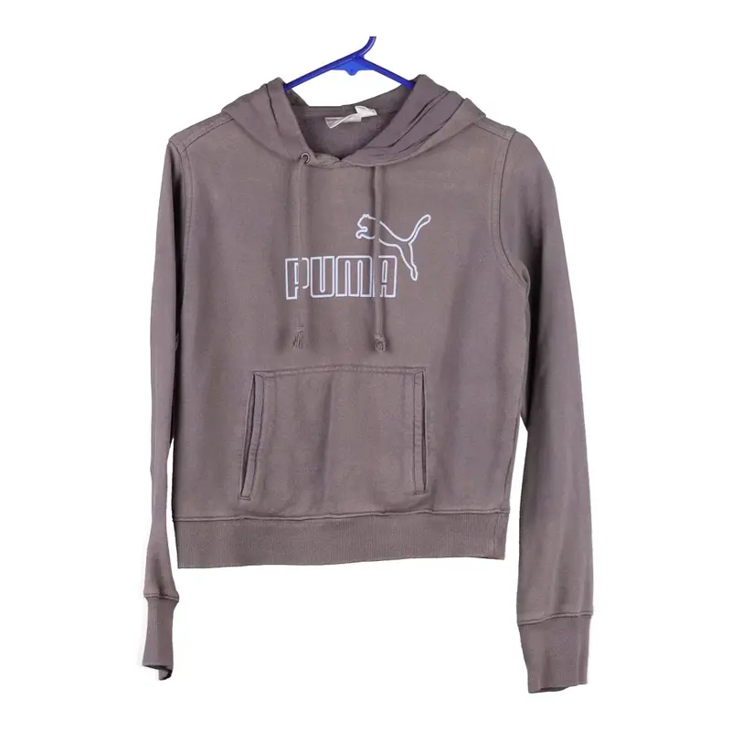 Puma Spellout Hoodie - Small Grey Cotton Blend