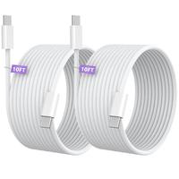 2 Pack 60W Woven USB C to USB C Fast Charging Cable Cord 10ft Long Compatible for iPhone 16/16 Plus/16 Pro/16 Pro Max/15/15 P...