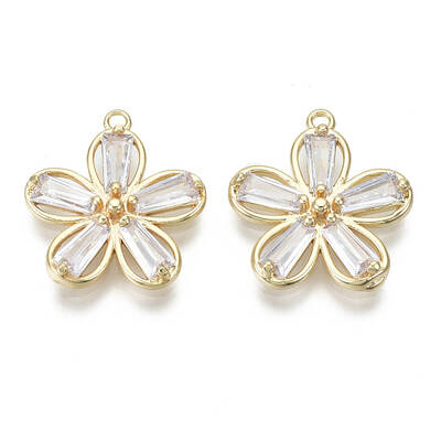 Brass Micro Pave Clear Cubic Zirconia Pendants