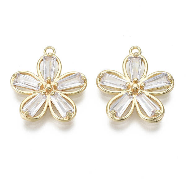 Brass Micro Pave Clear Cubic Zirconia Pendants