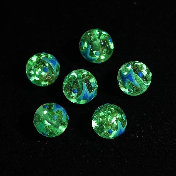Luminous Handmade Enamel Gold Sand Glass Beads Strands