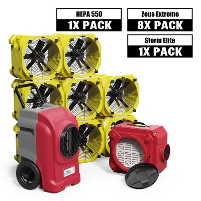 Alorair Water Damage Restoration Combo Pack, 1 X Storm Elite Commercial Dehumidifier, 8 X Zeus Extreme Air Mover, 1 X CleanSh...